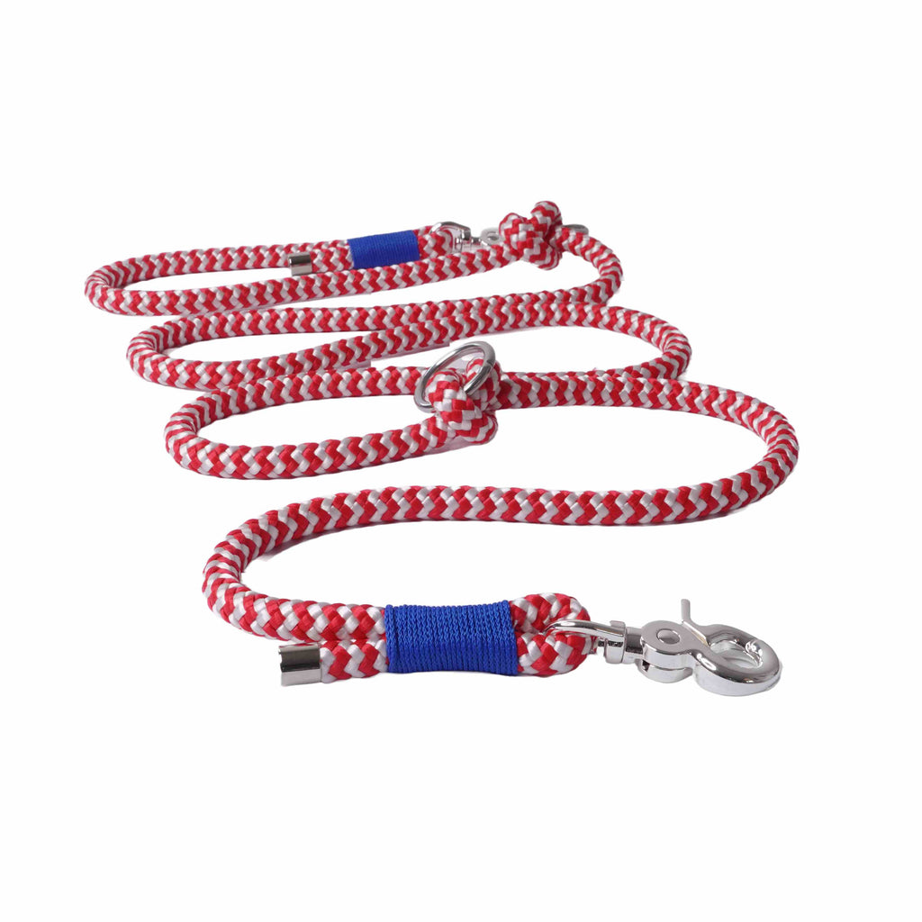 Hundeleine in den Farben rot weiss blau